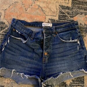 Abercrombie & Fitch Dark Blue Distressed Jean Shorts